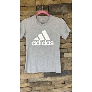 adidas‎ Women's Gray Logo Jersey T-Shirt Crew Neck Short Sleeve Size Xs